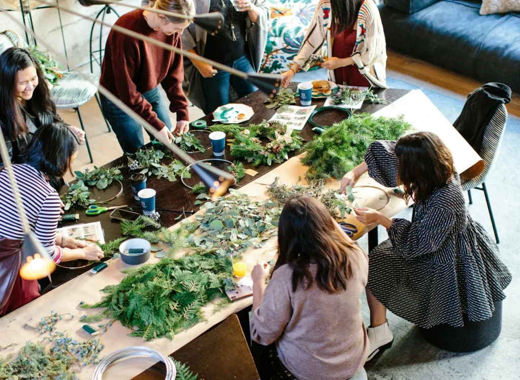 people crafting together